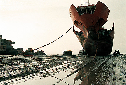 Ship being scrapped, Alang, Gujarat, India